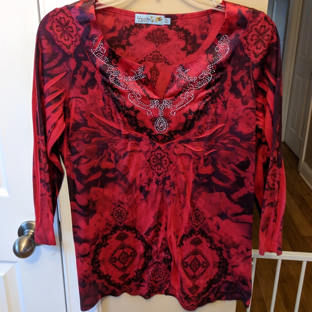 Used Unity World Wear Patterned Top Size PL - Picture 3 of 8